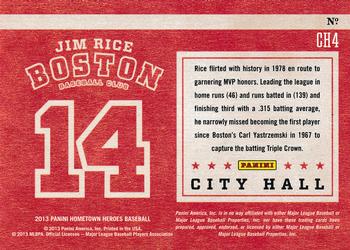 2013 Panini Hometown Heroes - City Hall #CH4 Jim Rice Back