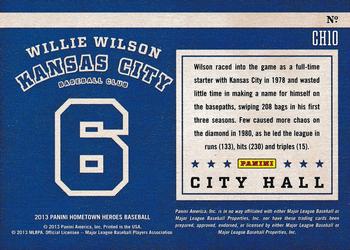 2013 Panini Hometown Heroes - City Hall Gold #CH10 Willie Wilson Back