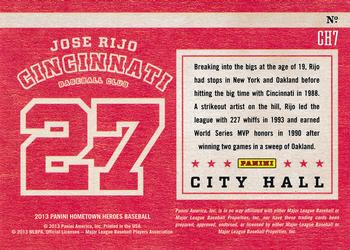 2013 Panini Hometown Heroes - City Hall Gold #CH7 Jose Rijo Back