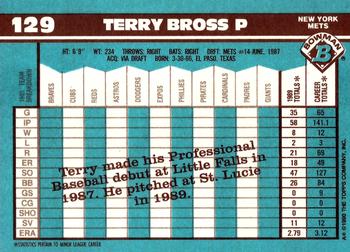 1990 Bowman - Limited Edition (Tiffany) #129 Terry Bross Back