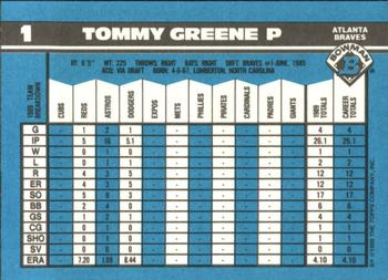 1990 Bowman - Limited Edition (Tiffany) #1 Tommy Greene Back