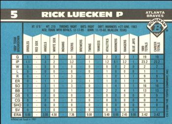 1990 Bowman - Limited Edition (Tiffany) #5 Rick Luecken Back