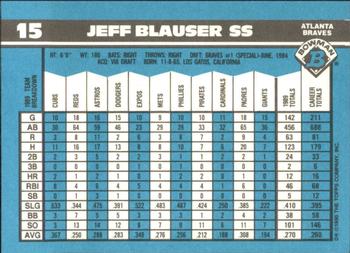 1990 Bowman - Limited Edition (Tiffany) #15 Jeff Blauser Back