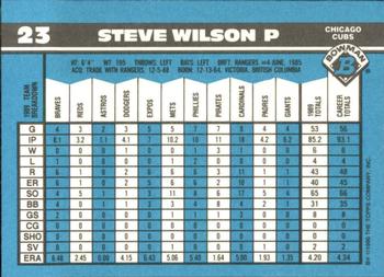 1990 Bowman - Limited Edition (Tiffany) #23 Steve Wilson Back