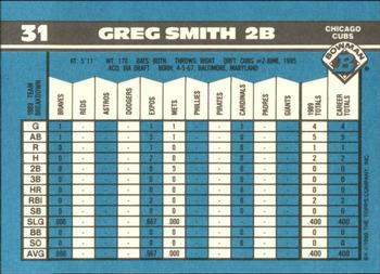 1990 Bowman - Limited Edition (Tiffany) #31 Greg Smith Back