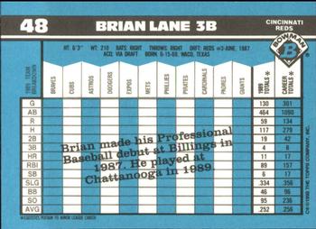 1990 Bowman - Limited Edition (Tiffany) #48 Brian Lane Back
