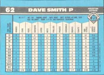 1990 Bowman - Limited Edition (Tiffany) #62 Dave Smith Back