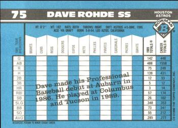 1990 Bowman - Limited Edition (Tiffany) #75 Dave Rohde Back