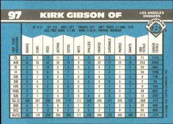 1990 Bowman - Limited Edition (Tiffany) #97 Kirk Gibson Back