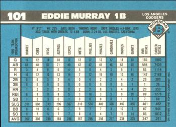 1990 Bowman - Limited Edition (Tiffany) #101 Eddie Murray Back