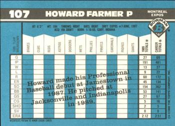 1990 Bowman - Limited Edition (Tiffany) #107 Howard Farmer Back