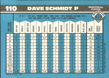 1990 Bowman - Limited Edition (Tiffany) #110 Dave Schmidt Back