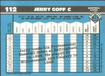 1990 Bowman - Limited Edition (Tiffany) #112 Jerry Goff Back
