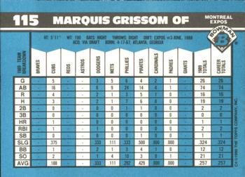 1990 Bowman - Limited Edition (Tiffany) #115 Marquis Grissom Back
