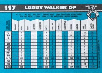 1990 Bowman - Limited Edition (Tiffany) #117 Larry Walker Back