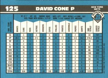 1990 Bowman - Limited Edition (Tiffany) #125 David Cone Back