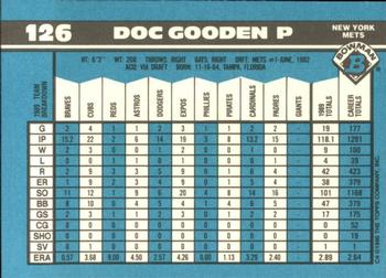 1990 Bowman - Limited Edition (Tiffany) #126 Doc Gooden Back