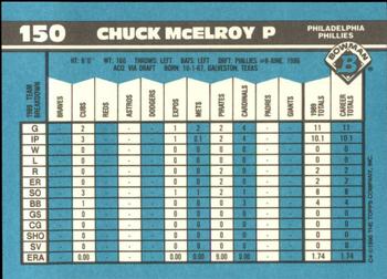 1990 Bowman - Limited Edition (Tiffany) #150 Chuck McElroy Back