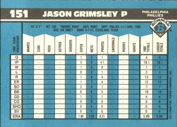 1990 Bowman - Limited Edition (Tiffany) #151 Jason Grimsley Back