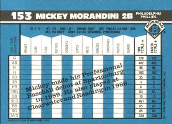 1990 Bowman - Limited Edition (Tiffany) #153 Mickey Morandini Back
