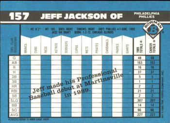 1990 Bowman - Limited Edition (Tiffany) #157 Jeff Jackson Back