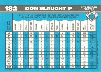 1990 Bowman - Limited Edition (Tiffany) #182 Don Slaught Back