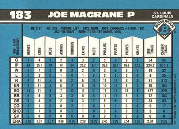 1990 Bowman - Limited Edition (Tiffany) #183 Joe Magrane Back