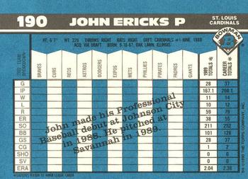 1990 Bowman - Limited Edition (Tiffany) #190 John Ericks Back