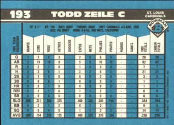 1990 Bowman - Limited Edition (Tiffany) #193 Todd Zeile Back