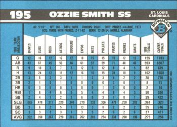1990 Bowman - Limited Edition (Tiffany) #195 Ozzie Smith Back