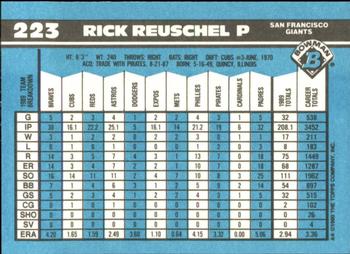 1990 Bowman - Limited Edition (Tiffany) #223 Rick Reuschel Back