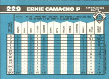 1990 Bowman - Limited Edition (Tiffany) #229 Ernie Camacho Back