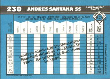 1990 Bowman - Limited Edition (Tiffany) #230 Andres Santana Back
