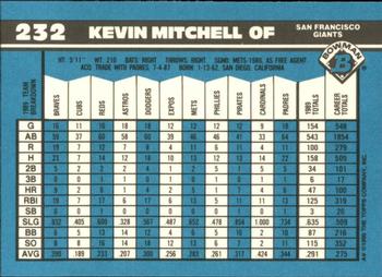 1990 Bowman - Limited Edition (Tiffany) #232 Kevin Mitchell Back