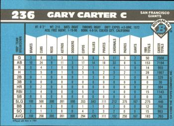 1990 Bowman - Limited Edition (Tiffany) #236 Gary Carter Back
