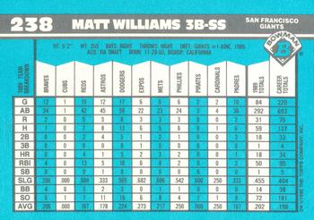 1990 Bowman - Limited Edition (Tiffany) #238 Matt Williams Back