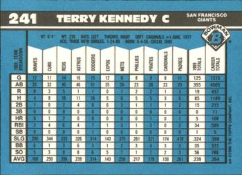 1990 Bowman - Limited Edition (Tiffany) #241 Terry Kennedy Back