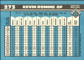 1990 Bowman - Limited Edition (Tiffany) #273 Kevin Romine Back