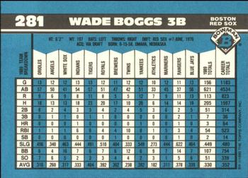 1990 Bowman - Limited Edition (Tiffany) #281 Wade Boggs Back