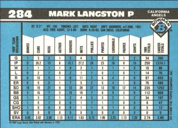 1990 Bowman - Limited Edition (Tiffany) #284 Mark Langston Back