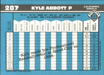 1990 Bowman - Limited Edition (Tiffany) #287 Kyle Abbott Back