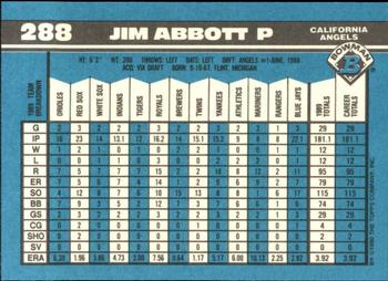 1990 Bowman - Limited Edition (Tiffany) #288 Jim Abbott Back