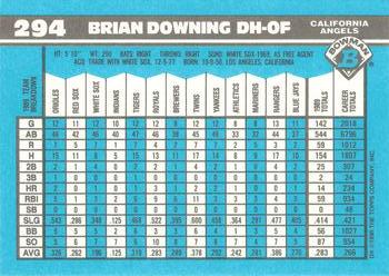 1990 Bowman - Limited Edition (Tiffany) #294 Brian Downing Back