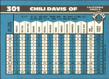 1990 Bowman - Limited Edition (Tiffany) #301 Chili Davis Back