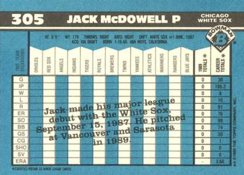 1990 Bowman - Limited Edition (Tiffany) #305 Jack McDowell Back