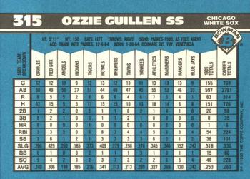 1990 Bowman - Limited Edition (Tiffany) #315 Ozzie Guillen Back