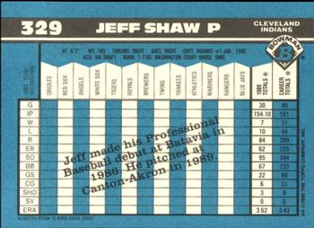 1990 Bowman - Limited Edition (Tiffany) #329 Jeff Shaw Back