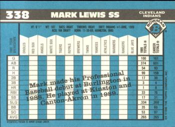 1990 Bowman - Limited Edition (Tiffany) #338 Mark Lewis Back