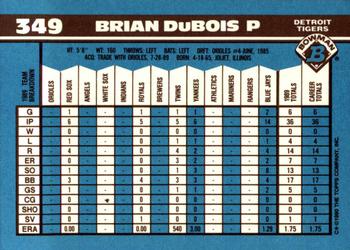 1990 Bowman - Limited Edition (Tiffany) #349 Brian DuBois Back