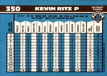 1990 Bowman - Limited Edition (Tiffany) #350 Kevin Ritz Back